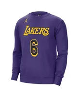 Men's Jordan LeBron James Purple Los Angeles Lakers Statement Name and Number Pullover Sweatshirt