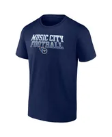 Men's Fanatics Navy Tennessee Titans Music City Football Heavy Hitter T-shirt