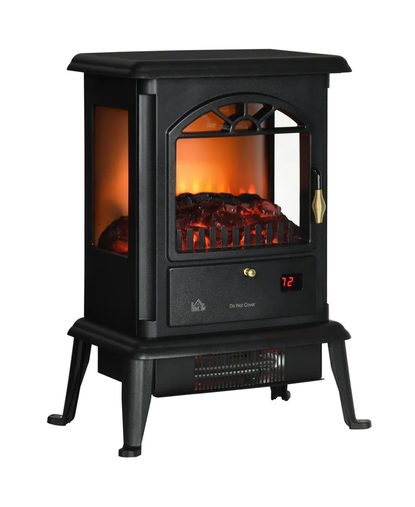 23" Electric Infrared Stove Fireplace Heater Timer 1000W/1500W, Black