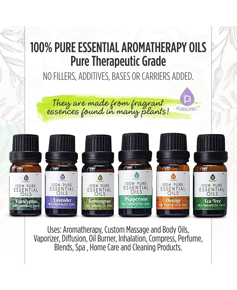 Pursonic 100% Pure Essential Aromatherapy Oils Gift Set