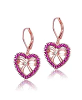 Genevive Gv Sterling Silver with 18K Rose Gold Plated Heart Leverback Earrings