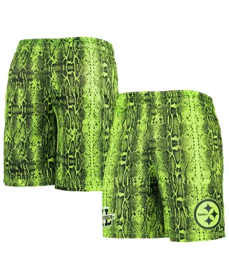 Men's New Era Neon Green Pittsburgh Steelers Summer Pop Shorts