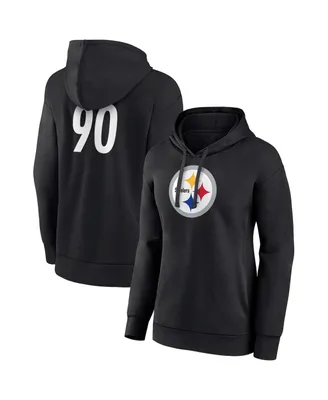 Women's Fanatics Branded T.j. Watt Black Pittsburgh Steelers Player Icon Name and Number Pullover Hoodie