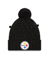 Women's New Era Black Pittsburgh Steelers Toasty Cuffed Knit Hat with Pom