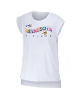 Women's Wear by Erin Andrews White Minnesota Vikings Greetings From Muscle T-shirt