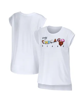 Women's Wear by Erin Andrews White Chicago Bears Greetings From Muscle T-shirt