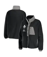 Women's Wear by Erin Andrews Black Las Vegas Raiders Polar Fleece Raglan Full-Snap Jacket