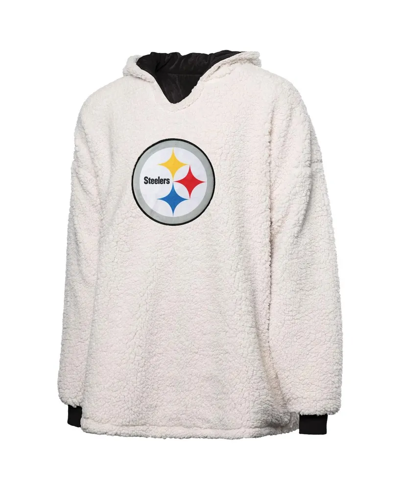 Women's Foco Black, White Pittsburgh Steelers Repeat Print Reversible Hoodeez