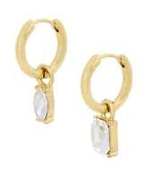 Steve Madden Crystal Gold-tone Stone Dangle Huggies Earring