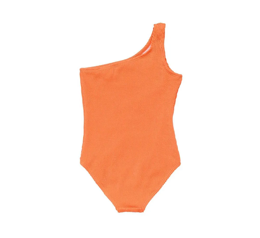 Child Girls Tangerine One Shoulder Swimsuit