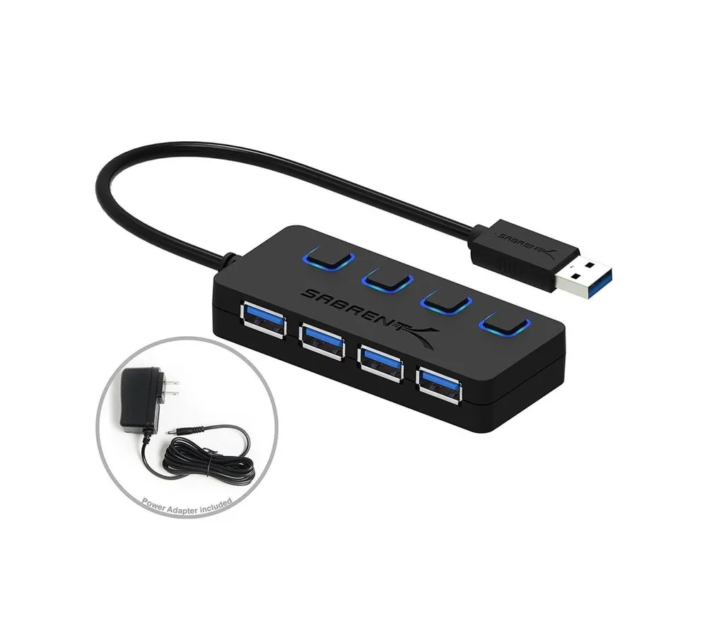 Sabrent Hb-UMP3 4 Port Usb 3.0 Hub with Power Adapter & Led Switches
