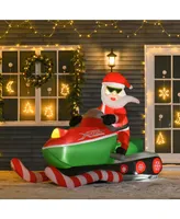 Homcom 7' Long Christmas Inflatable Santa Claus Driving a Snowmobile