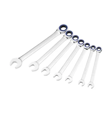 7 Piece Sae 100 Tooth Ratcheting Wrench Set