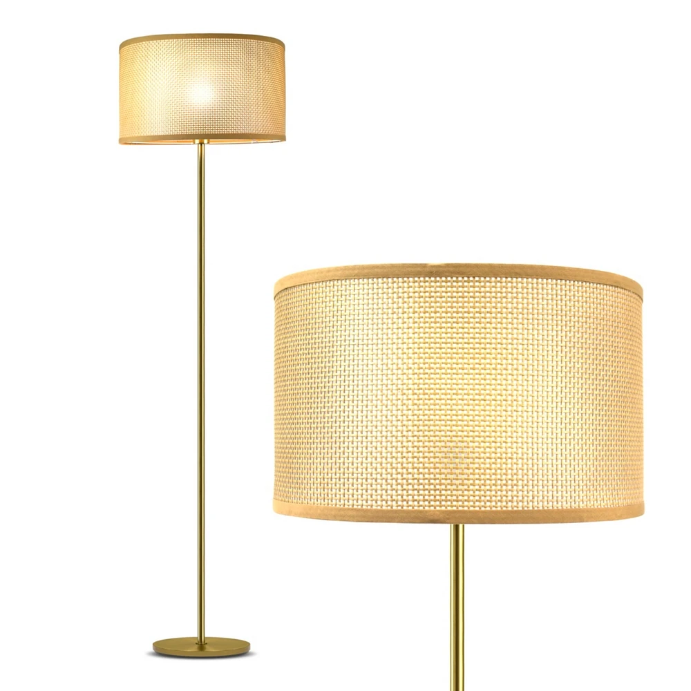 Brightech Zion 65" Led Floor Lamp with Rattan Drum Shade