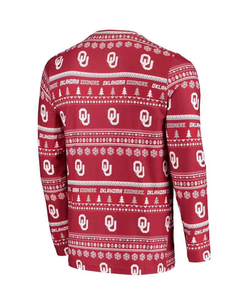 Men's Concepts Sport Crimson Oklahoma Sooners Ugly Sweater Knit Long Sleeve Top and Pant Set
