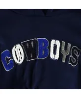 Women's The Wild Collective Navy Dallas Cowboys Cropped Pullover Hoodie