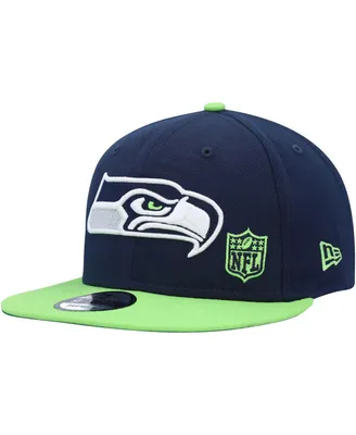 Men's New Era College Navy, Neon Green Seattle Seahawks Flawless 9FIFTY Snapback Hat
