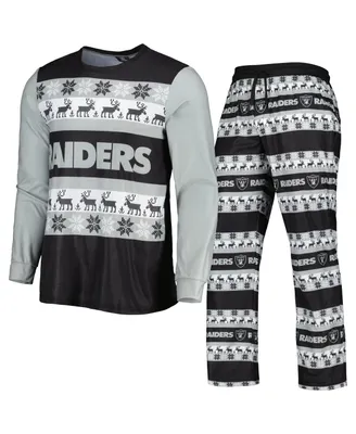Men's Foco Black Las Vegas Raiders Team Ugly Pajama Set