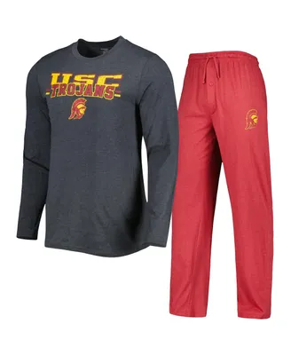 Men's Concepts Sport Cardinal, Charcoal Usc Trojans Meter Long Sleeve T-shirt and Pants Sleep Set