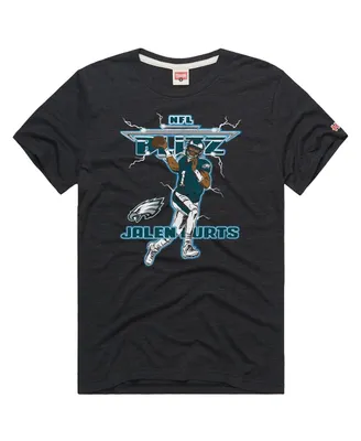 Men's Homage Jalen Hurts Charcoal Philadelphia Eagles Nfl Blitz Player Tri-Blend T-shirt