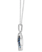 Le Vian Blueberry Sapphire (3/8 ct. t.w.) & Passion Ruby Accent Elephant Pendant Necklace in 14k White Gold, 18" + 2" extender