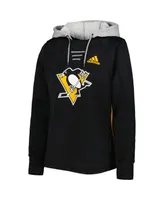 Women's adidas Black Pittsburgh Penguins Skate Lace Team Pullover Hoodie