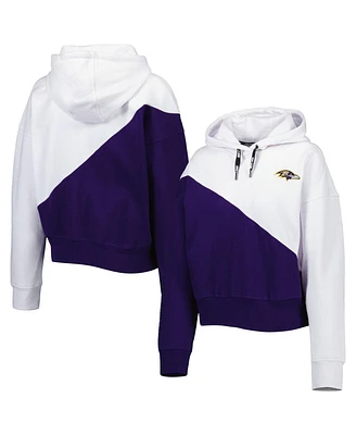 Women's Dkny Sport White, Purple Baltimore Ravens Bobbi Color Blocked Pullover Hoodie