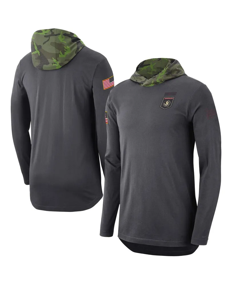 Men's Nike Anthracite Florida State Seminoles Military-Inspired Long Sleeve Hoodie T-shirt