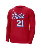 Men's Jordan Joel Embiid Red Philadelphia 76ers Statement Name and Number Pullover Sweatshirt