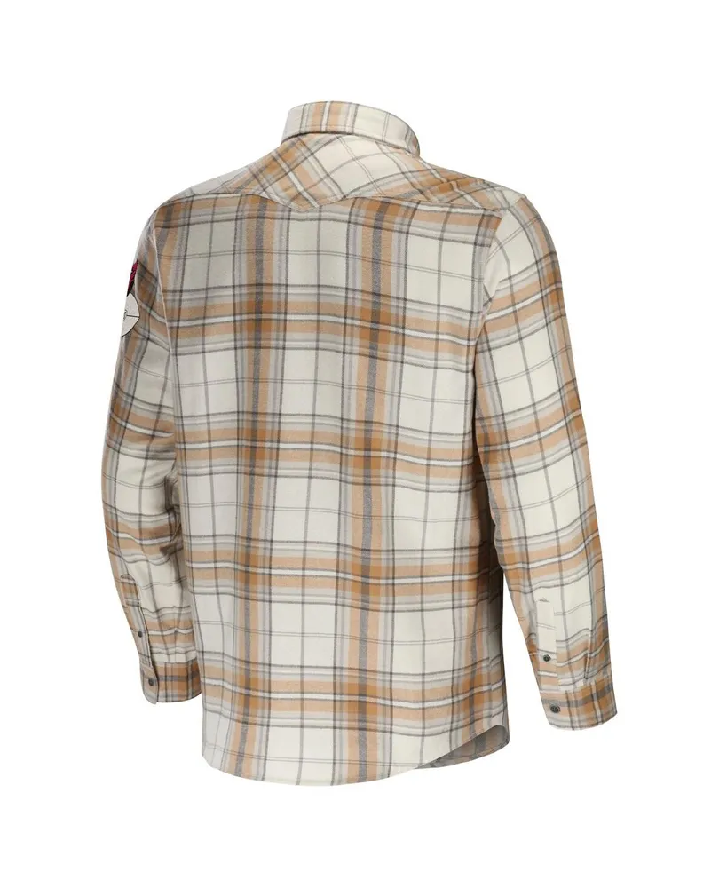 Men's Nfl X Darius Rucker Collection by Fanatics Tan Arizona Cardinals Flannel Long Sleeve Button-Up Shirt