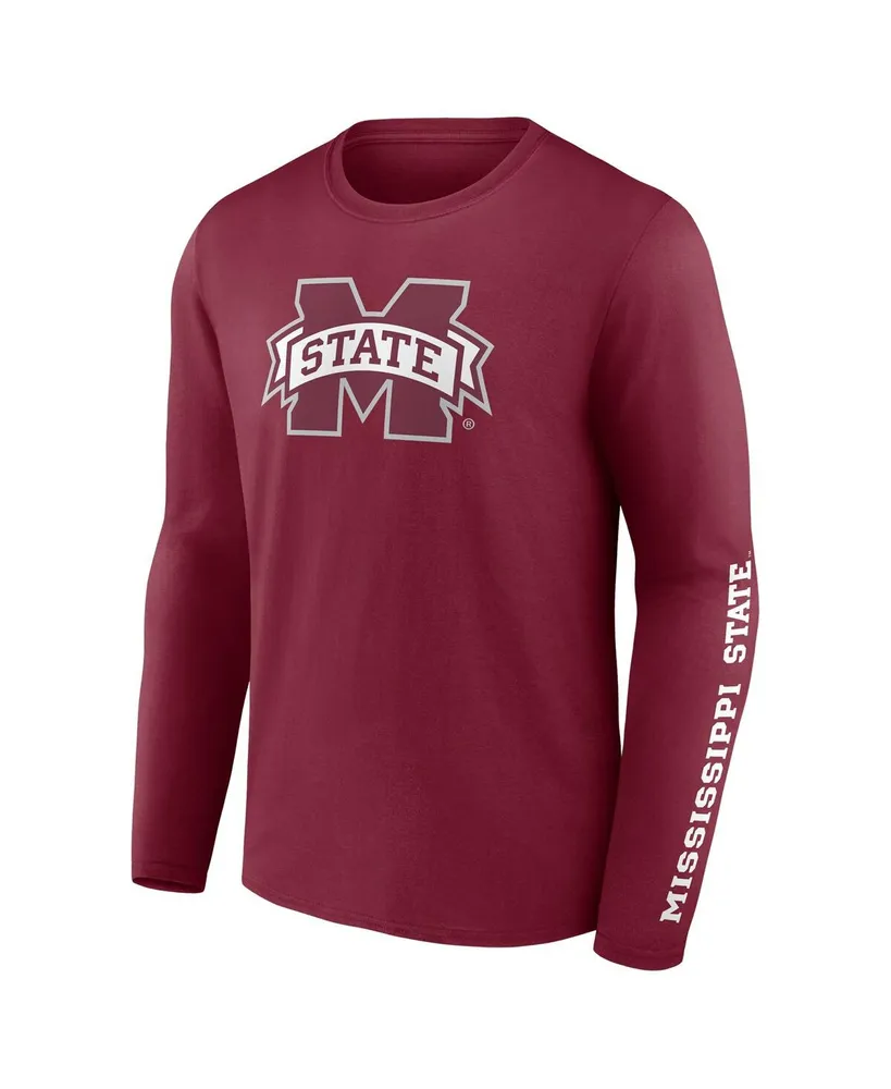 Men's Fanatics Maroon Mississippi State Bulldogs Double Time 2-Hit Long Sleeve T-shirt