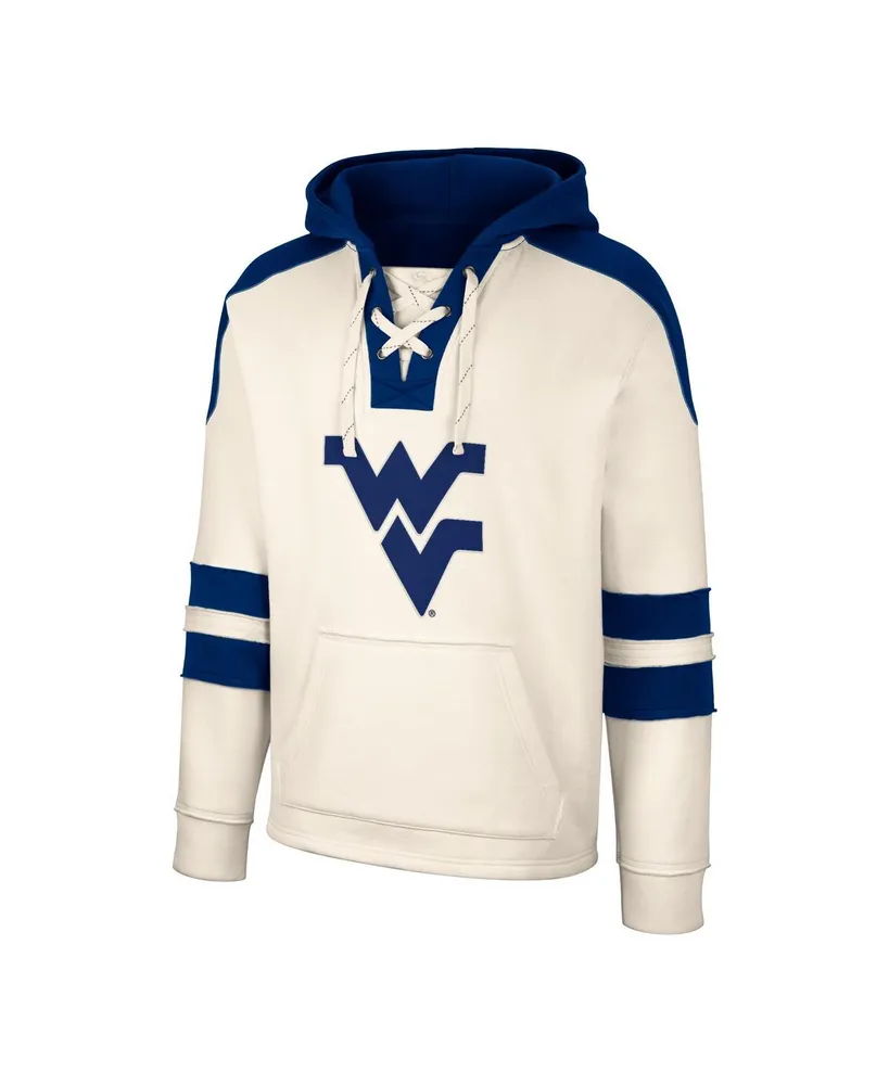 Men's Colosseum Cream West Virginia Mountaineers Lace-Up 4.0 Vintage-Like Pullover Hoodie