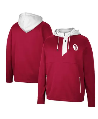 Men's Colosseum Crimson Oklahoma Sooners Luge 3.0 Quarter-Zip Hoodie