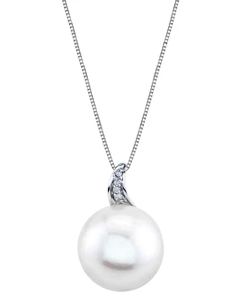 Cultured Freshwater Pearl (14mm) & Diamond Accent 18" Pendant Necklace in 10k White Gold