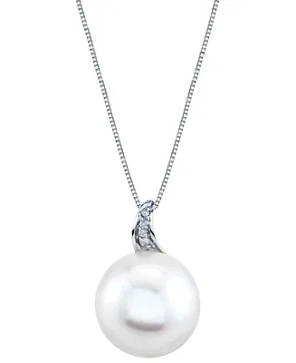 Cultured Freshwater Pearl (14mm) & Diamond Accent 18" Pendant Necklace in 10k White Gold