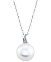 Cultured Freshwater Pearl (14mm) & Diamond Accent 18" Pendant Necklace in 10k White Gold