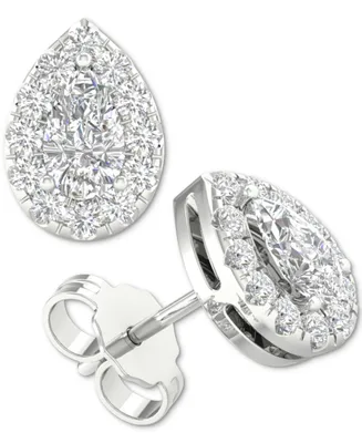 Diamond Pear-Cut Halo Stud Earrings (3/4 ct. t.w.) in 14k White Gold