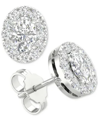 Diamond Oval Halo Stud Earrings (3/4 ct. t.w.) in 14k White Gold