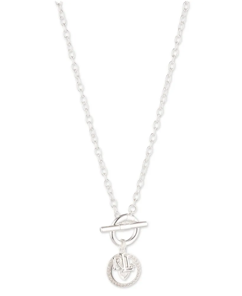Lauren Ralph Lauren Cubic Zirconia Charm Collar Necklace in Sterling Silver