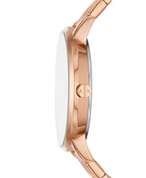 A|X Armani Exchange Women's Three-Hand Rose Gold-Tone Stainless Steel Bracelet Watch, 36mm and Rose Gold-Tone Stainless Steel Necklace Set