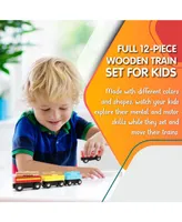 Leo & Friends 12-Piece Wooden Train Set