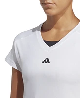 adidas Women's Training Moisture-Wicking Logo V-Neck T-shirt