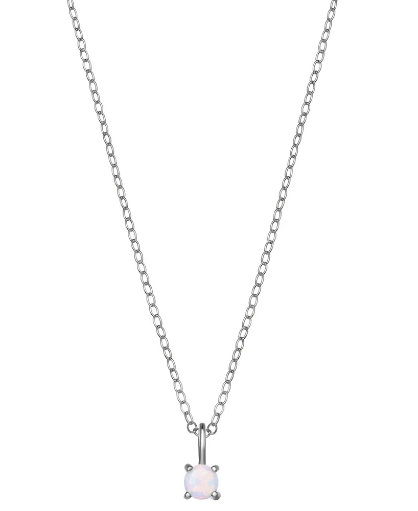 Giani Bernini Opal (4mm) Solitaire 18" Pendant Necklace in Sterling Silver, Created for Macy's