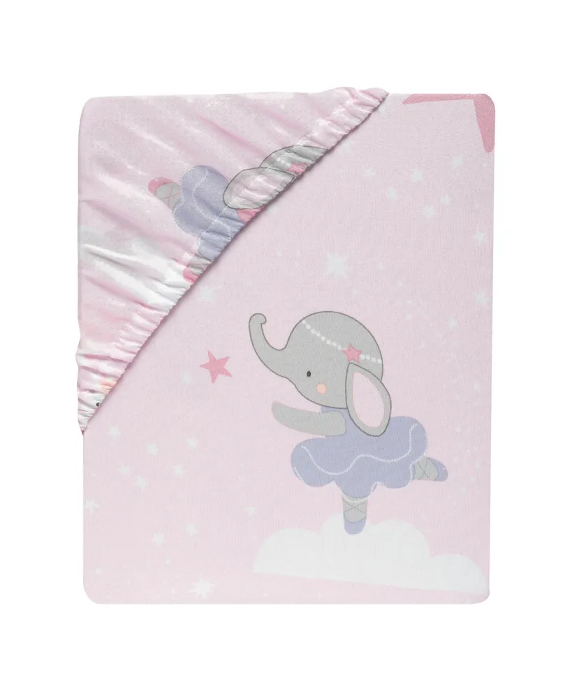 Bedtime Originals Tiny Dancer Elephant/Bunny Ballet Baby Fitted Crib Sheet - Pink