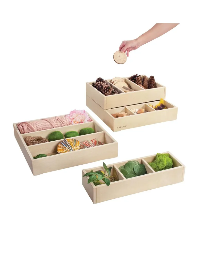 Kaplan Early Learning Loose Parts Stacking Wooden Trays - Set of 4