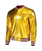 Men's The Wild Collective Gold Washington Commanders Metallic Bomber Full-Snap Jacket