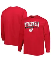 Men's Red Wisconsin Badgers Big and Tall Two-Hit Raglan Long Sleeve T-shirt