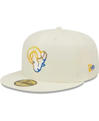 Men's New Era Cream Los Angeles Rams Chrome Color Dim 59FIFTY Fitted Hat