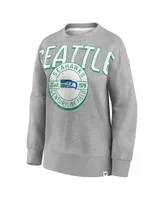 Women's Fanatics Heathered Gray Seattle Seahawks Jump Distribution Tri-Blend Pullover Sweatshirt