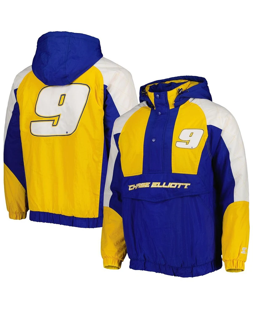 Men's Starter Royal, Yellow Chase Elliott The Body Check Half-Snap Pullover Jacket